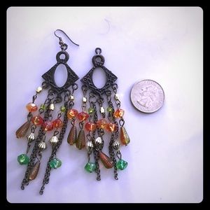 Unique antique bronze dangle earrings